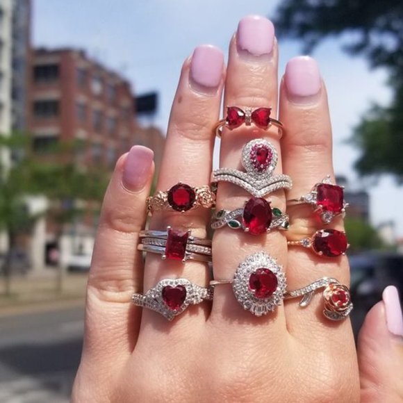 Red Ruby Gemstone Ring, real 925 Sterling Silver Charmed Aroma Valentines - Picture 5 of 6